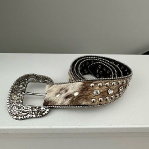 Western belt with cow hair and genuine leather